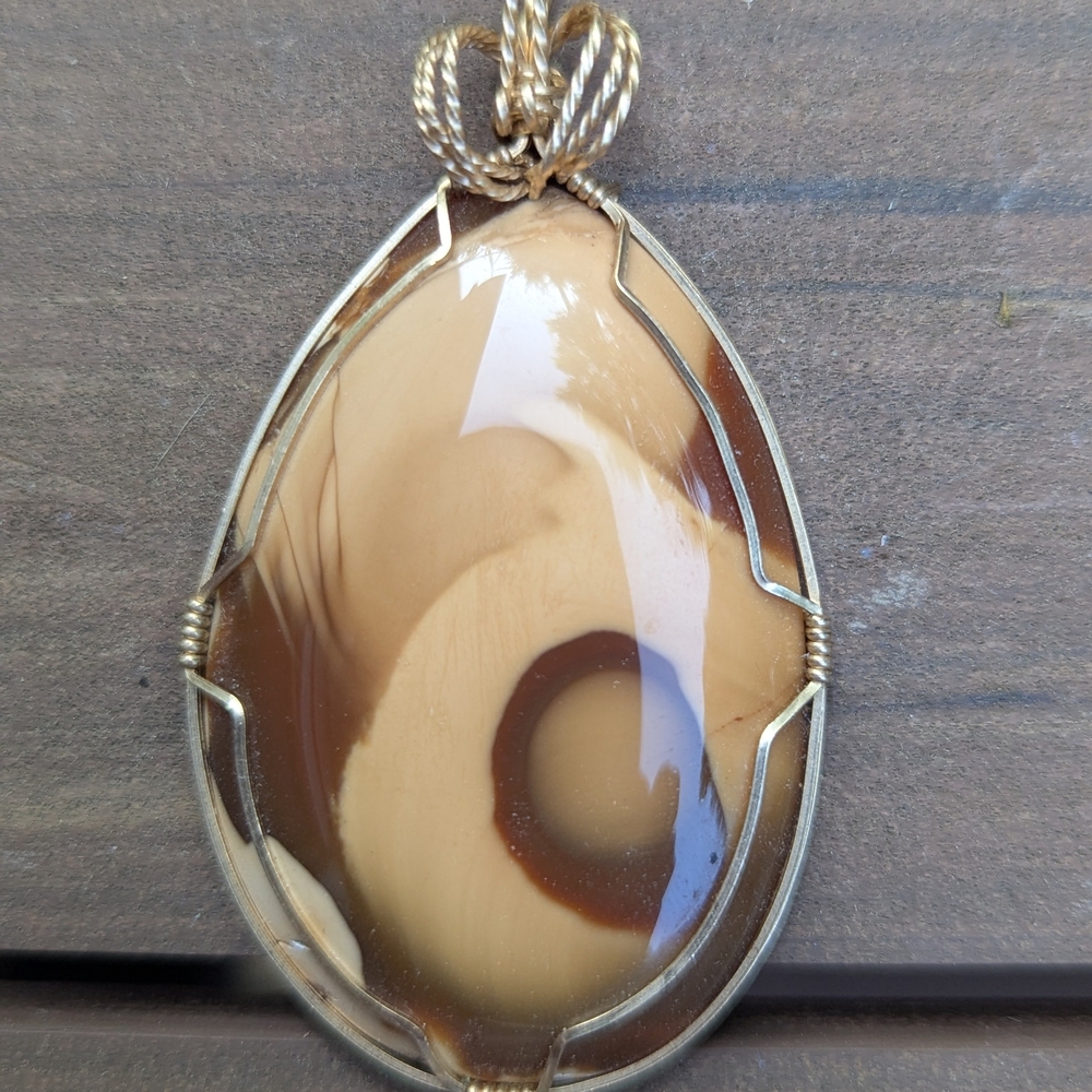 Elegant Brown Pendant Necklace, Imperial Jasper